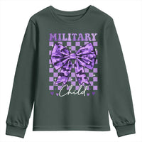 Military Child Coquette Bow Youth Sweatshirt Purple Up Camo