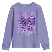 Military Child Coquette Bow Youth Sweatshirt Purple Up Camo