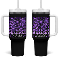 Military Child Coquette Bow Tumbler With Handle Purple Up Camo Kids Girls