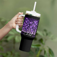 Military Child Coquette Bow Tumbler With Handle Purple Up Camo Kids Girls
