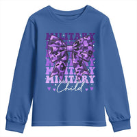 Military Child Coquette Bow Youth Sweatshirt Purple Up Camo Kids Girls