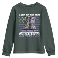 Purple Up For Military Kids Youth Sweatshirt Military Child Month My Daddy Is Brave