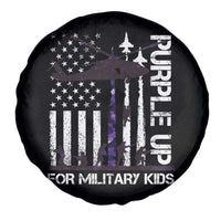 Purple Up For Military Kids Spare Tire Cover Camo American Flag Military Child Month USA Camouflage