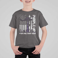 Purple Up For Military Kids T Shirt For Kid Camo American Flag Military Child Month USA Camouflage