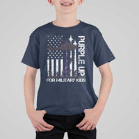 Purple Up For Military Kids T Shirt For Kid Camo American Flag Military Child Month USA Camouflage