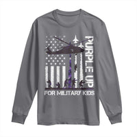 Purple Up For Military Kids Long Sleeve Shirt Camo American Flag Military Child Month USA Camouflage
