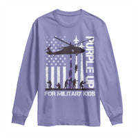 Purple Up For Military Kids Long Sleeve Shirt Camo American Flag Military Child Month USA Camouflage