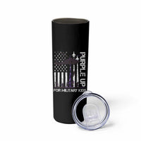 Purple Up For Military Kids Skinny Tumbler Camo American Flag Military Child Month USA Camouflage