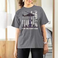 Purple Up For Military Kids T Shirt For Women Camo American Flag Military Child Month USA Camouflage