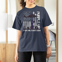 Purple Up For Military Kids T Shirt For Women Camo American Flag Military Child Month USA Camouflage