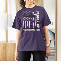 Purple Up For Military Kids T Shirt For Women Camo American Flag Military Child Month USA Camouflage