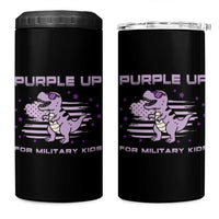 Purple Up For Military Kids 4 in 1 Can Cooler Tumbler Military Child Month Army Dinosaur Dino