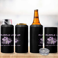 Purple Up For Military Kids 4 in 1 Can Cooler Tumbler Military Child Month Army Dinosaur Dino