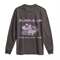 Purple Up For Military Kids Long Sleeve Shirt Military Child Month Army Dinosaur Dino