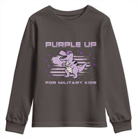 Purple Up For Military Kids Youth Sweatshirt Military Child Month Army Dinosaur Dino
