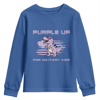 Purple Up For Military Kids Youth Sweatshirt Military Child Month Army Dinosaur Dino
