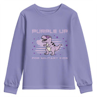 Purple Up For Military Kids Youth Sweatshirt Military Child Month Army Dinosaur Dino