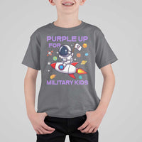 Purple Up For Military Kids T Shirt For Kid Military Child Month Astronaut Funny