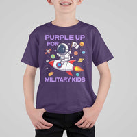 Purple Up For Military Kids T Shirt For Kid Military Child Month Astronaut Funny