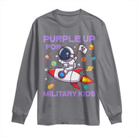 Purple Up For Military Kids Long Sleeve Shirt Military Child Month Astronaut Funny