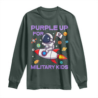 Purple Up For Military Kids Long Sleeve Shirt Military Child Month Astronaut Funny