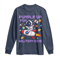 Purple Up For Military Kids Long Sleeve Shirt Military Child Month Astronaut Funny
