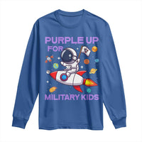 Purple Up For Military Kids Long Sleeve Shirt Military Child Month Astronaut Funny