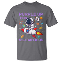 Purple Up For Military Kids T Shirt Military Child Month Astronaut Funny