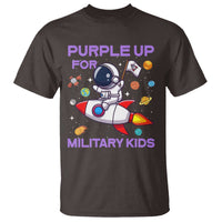 Purple Up For Military Kids T Shirt Military Child Month Astronaut Funny
