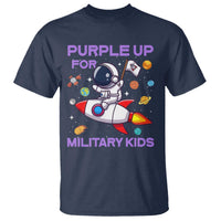 Purple Up For Military Kids T Shirt Military Child Month Astronaut Funny