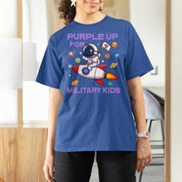 Purple Up For Military Kids T Shirt For Women Military Child Month Astronaut Funny