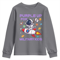 Purple Up For Military Kids Youth Sweatshirt Military Child Month Astronaut Funny