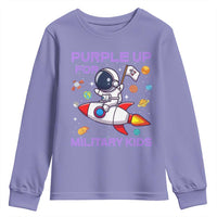 Purple Up For Military Kids Youth Sweatshirt Military Child Month Astronaut Funny