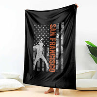 San Francisco Throw Blanket SF Baseball Player American Flag USA Camo Patriotic