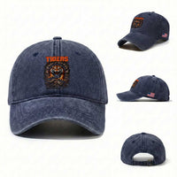 Tiger Sports Name Washed Cotton Baseball Cap Vintage Distressed Baseball Fans