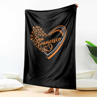 San Francisco Throw Blanket SF Leopard Heart US State Baseball Fan Team Spirit