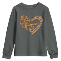 San Francisco Youth Sweatshirt SF Leopard Heart US State Baseball Fan Team Spirit