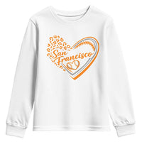 San Francisco Youth Sweatshirt SF Leopard Heart US State Baseball Fan Team Spirit