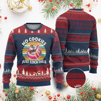 Santa Christmas In July Knitted Sweatshirt No Cookies Just Cocktails Flamingo Summer Beach Hawaii - Wonder Print Shop