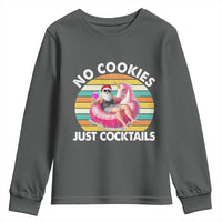 Santa Christmas In July Youth Sweatshirt No Cookies Just Cocktails Flamingo Summer Beach Hawaii - Wonder Print Shop