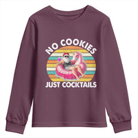 Santa Christmas In July Youth Sweatshirt No Cookies Just Cocktails Flamingo Summer Beach Hawaii - Wonder Print Shop