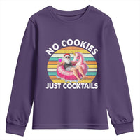 Santa Christmas In July Youth Sweatshirt No Cookies Just Cocktails Flamingo Summer Beach Hawaii - Wonder Print Shop