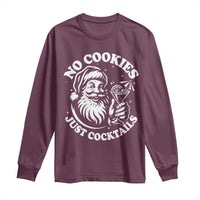 Funny Santa Christmas In July Long Sleeve Shirt No Cookies Just Cocktails Summer Xmas - Wonder Print Shop