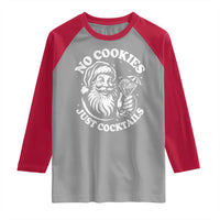 Funny Santa Christmas In July Raglan Shirt No Cookies Just Cocktails Summer Xmas - Wonder Print Shop