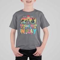 Sunglasses Beach Christmas in July T Shirt For Kid Santa Summer Xmas - Wonder Print Shop