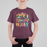 Sunglasses Beach Christmas in July T Shirt For Kid Santa Summer Xmas - Wonder Print Shop