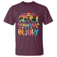 Sunglasses Beach Christmas in July T Shirt Santa Summer Xmas - Wonder Print Shop
