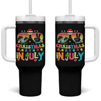Sunglasses Beach Christmas in July Tumbler With Handle Santa Summer Xmas - Wonder Print Shop
