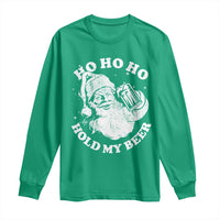 Santa Ho Ho Hold My Beer Long Sleeve Shirt Funny Christmas In July Summer Xmas - Wonder Print Shop