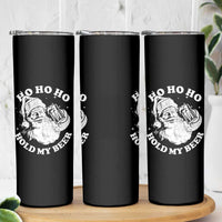 Santa Ho Ho Hold My Beer Skinny Tumbler Funny Christmas In July Summer Xmas - Wonder Print Shop